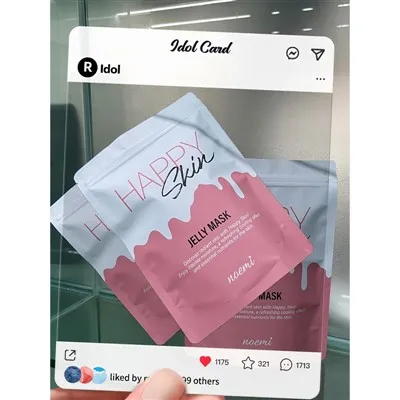 Venda quente personalizado impresso 3 lados selados a quente plástico cosmético folha de alumínio máscara facial sacos de embalagem bolsa